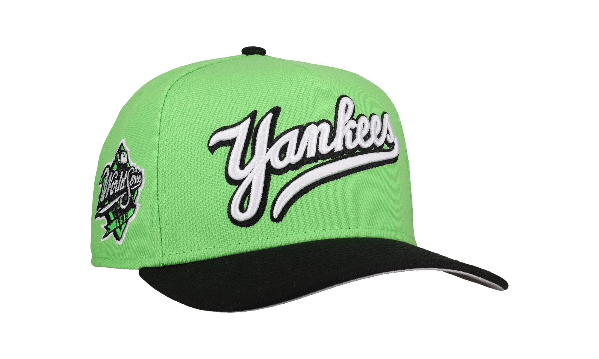 9FIFTY New York Yankees 1998 World Series Script A Frame Snapback Hat "Lime Green" NE242