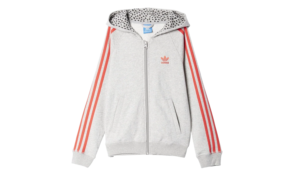 OriginalsTrefoil Hoodie GS "Medium Grey Heather / Red" S96086