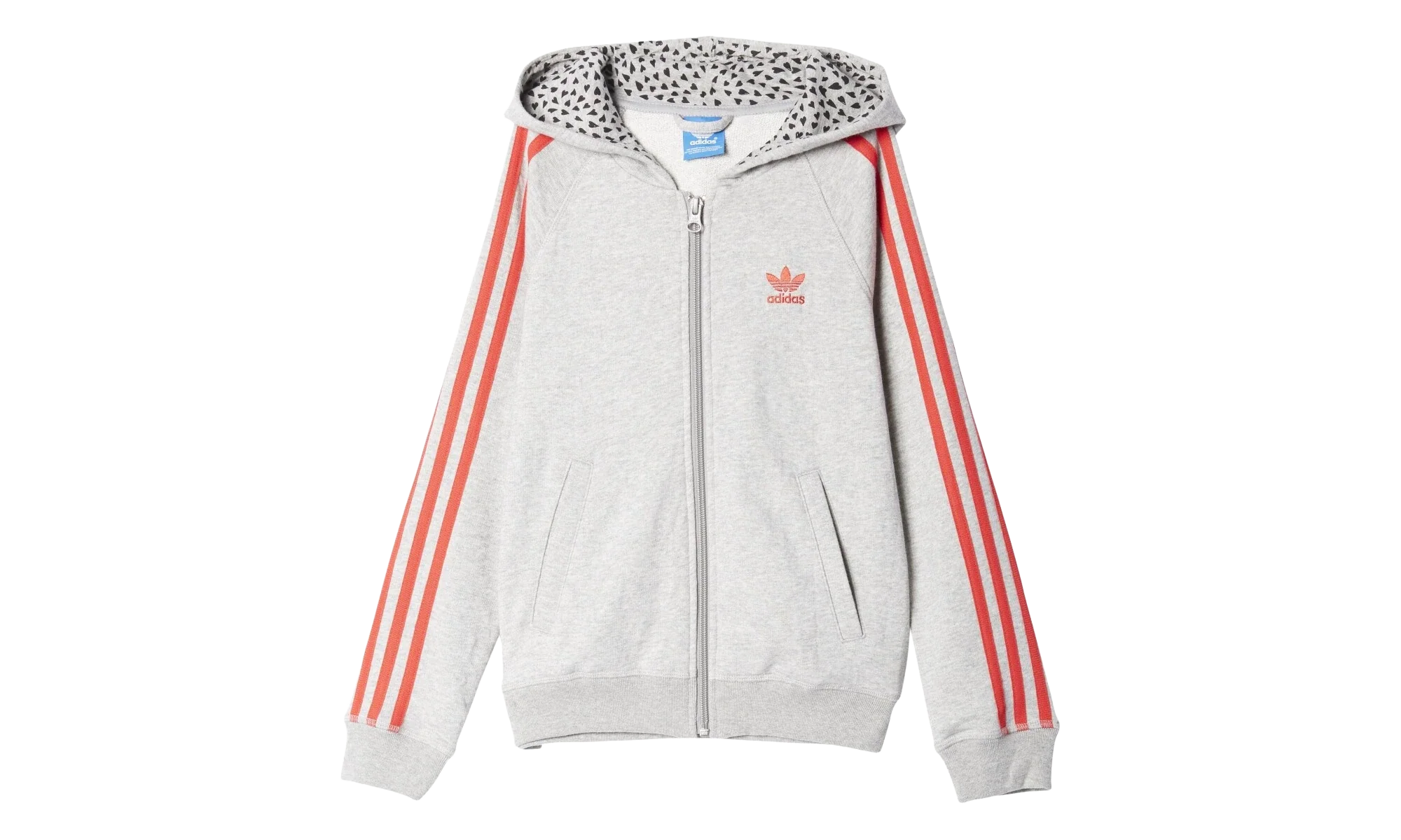 OriginalsTrefoil Hoodie GS "Medium Grey Heather / Red" S96086