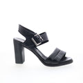 Barnett Womens Black Leather Hook & Loop Heeled Sandals Shoes