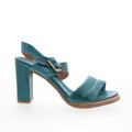 Barnett Womens Green Leather Hook & Loop Heeled Sandals Shoes