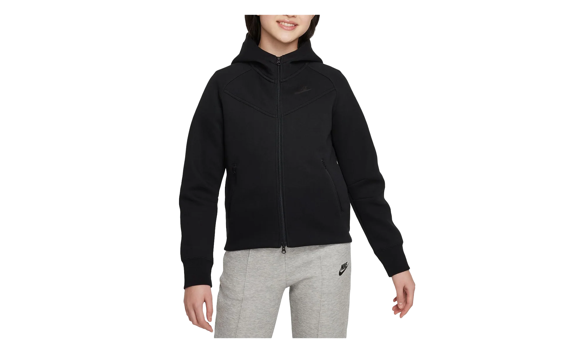 Sportswear Tech Fleece Girls' Full-Zip Hoodie GS "Black / Black / Black" FD2979 010