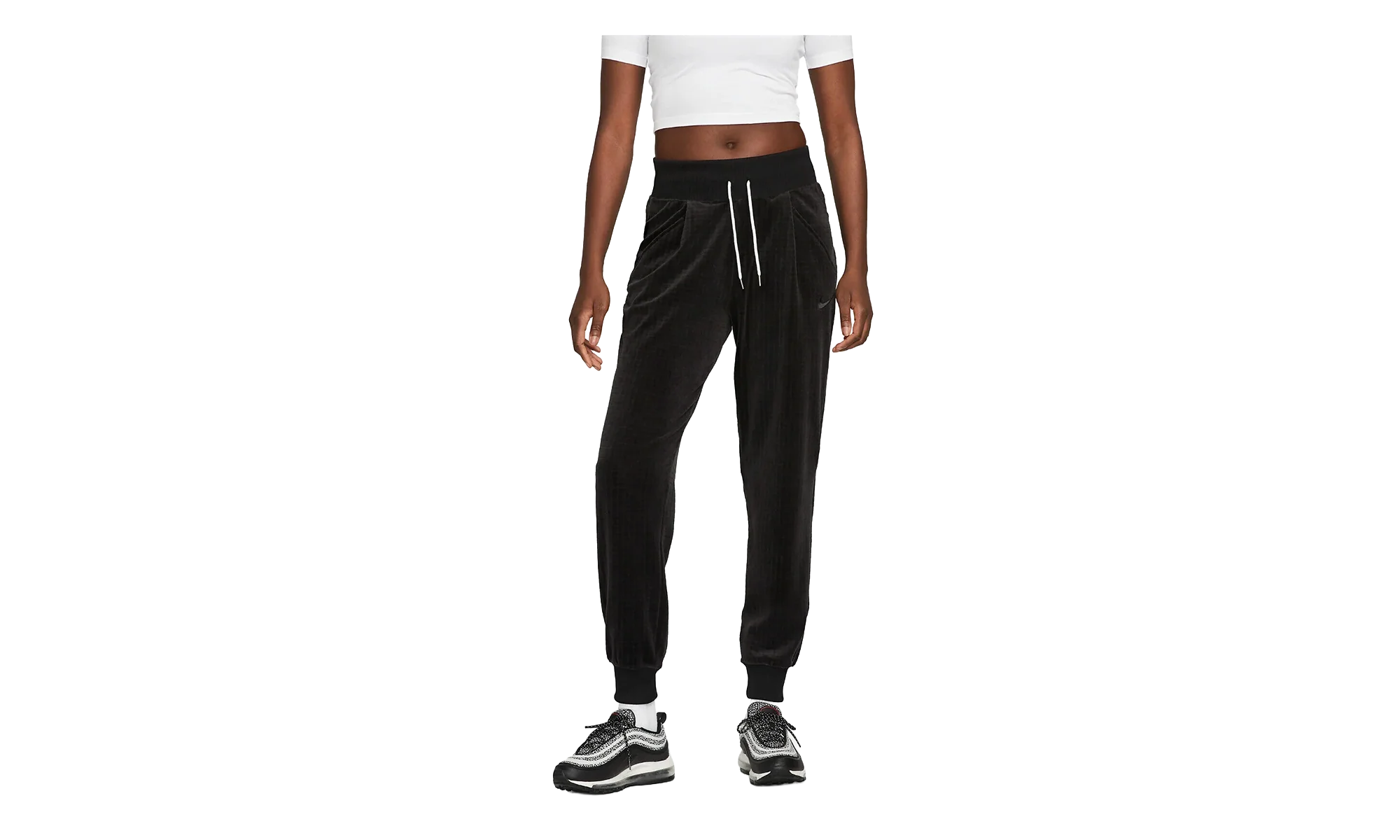 Sportswear High-waisted Velour Joggers WMNS "Black / Anthracite" DV7820 010