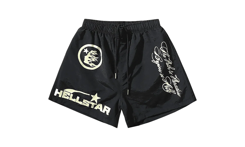 NYLON SHORTS - CURSIVE PRINT "Black" HSR168