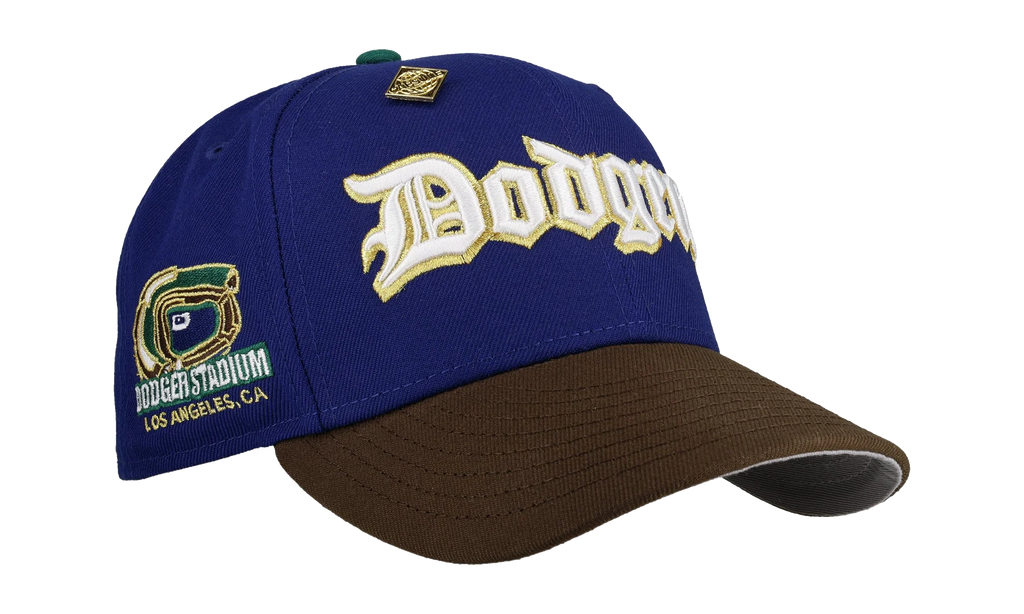59FIFTY Los Angeles Dodgers Dodger Script Fitted Hat "Stadium Blue / Brown" NE428