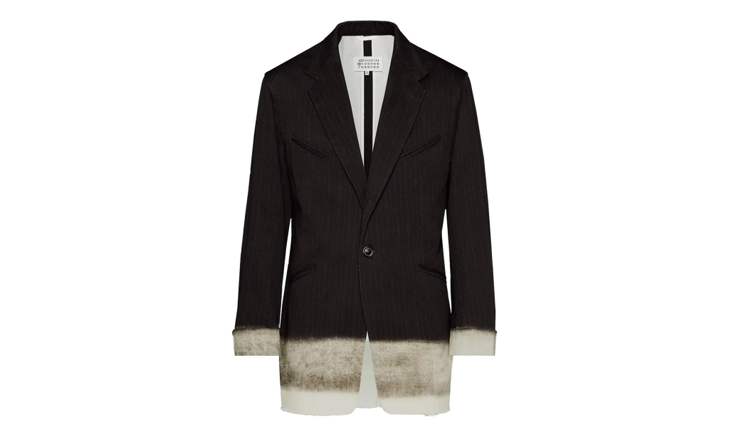 Pinstriped Trompe L'oeil Blazer with Gradient Hem "Black" S50BN0524M35012001S