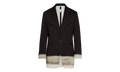 Pinstriped Trompe L'oeil Blazer with Gradient Hem "Black" S50BN0524M35012001S