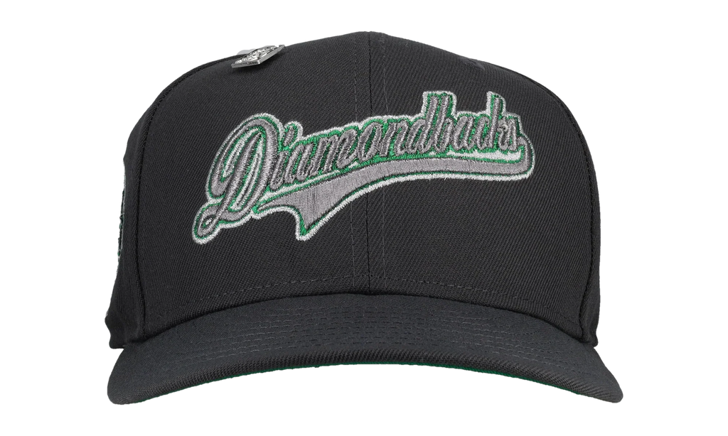 59FIFTY Arizona Diamondbacks Script 25th Anniversary Fitted Hat "Graphite Metallic" 123451299553