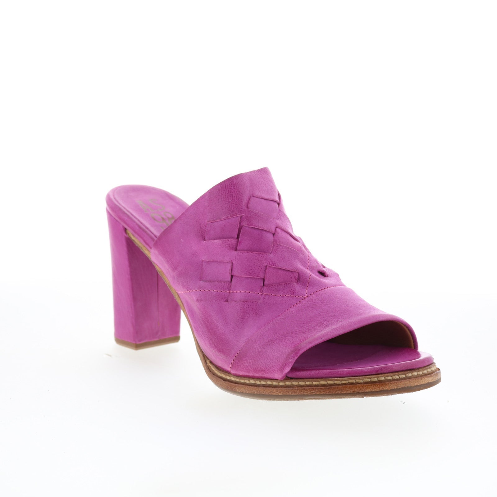 Benjy Womens Purple Leather Slip On Heeled Sandals Shoes