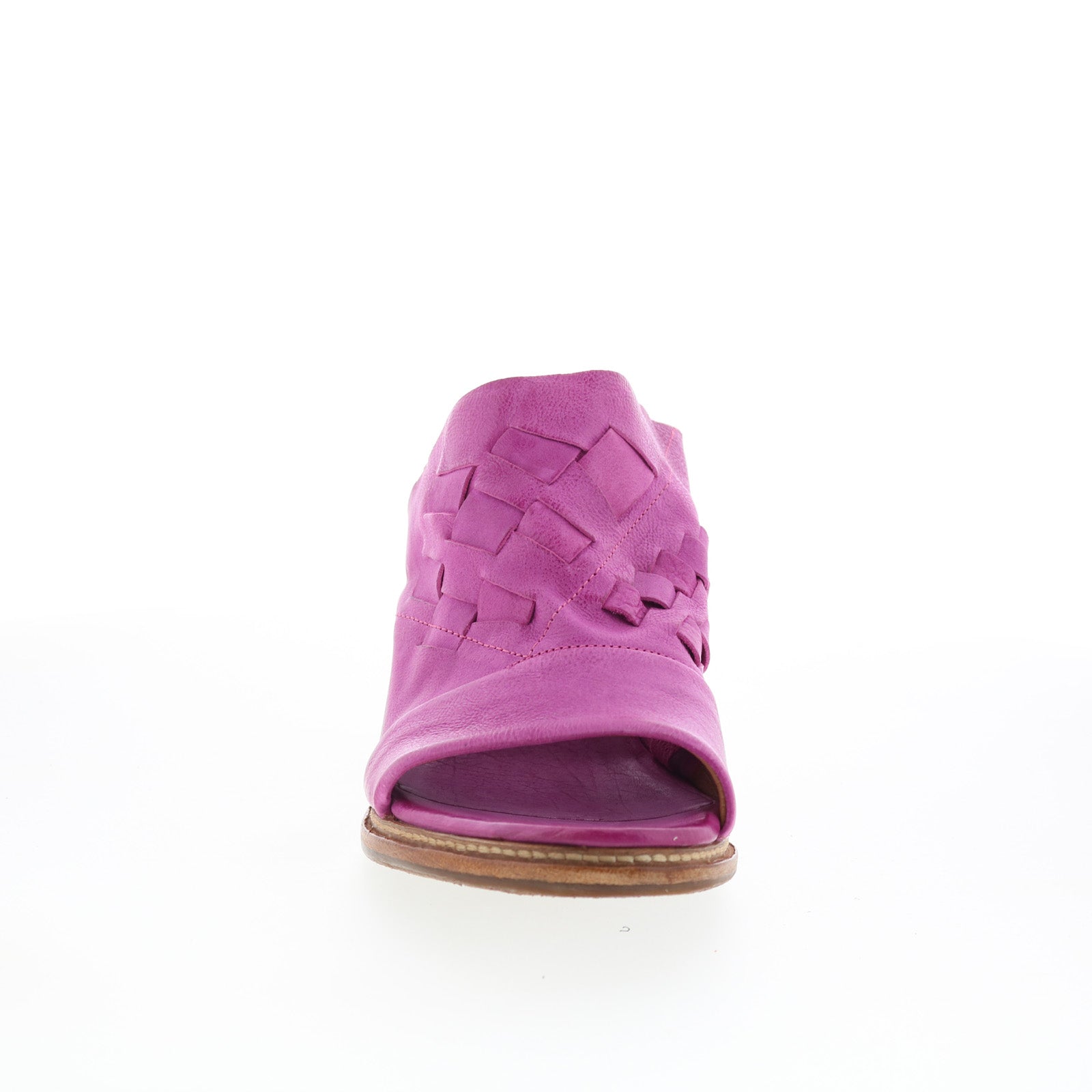 Benjy Womens Purple Leather Slip On Heeled Sandals Shoes