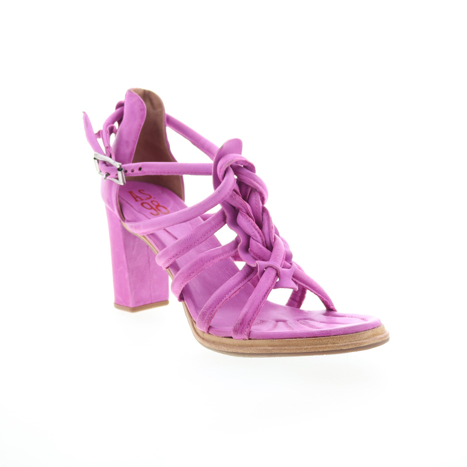 Boone Womens Purple Leather Hook & Loop Heeled Sandals Shoes
