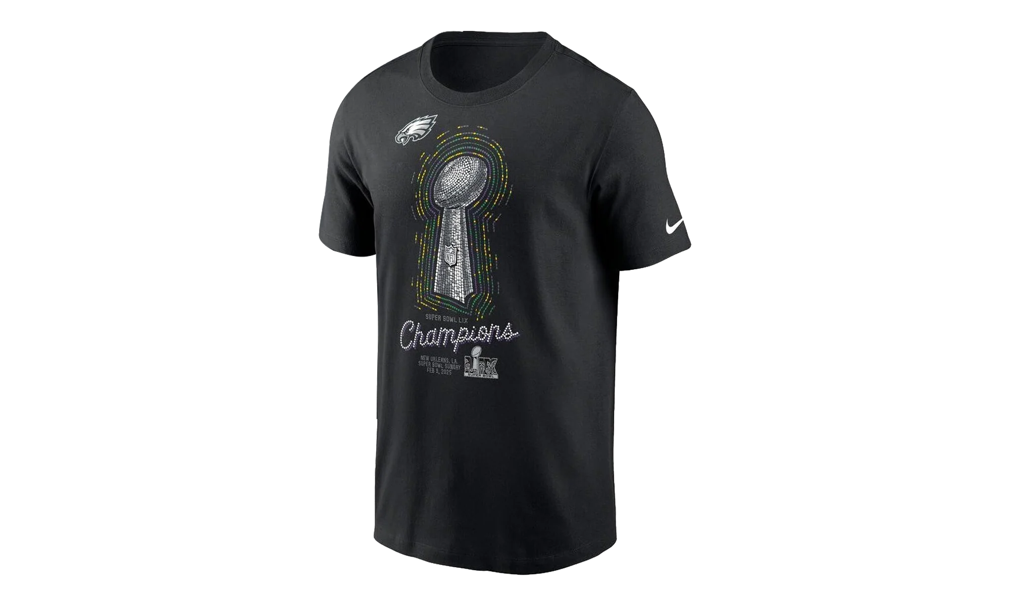 NFL Eagles Super Bowl Lix Champions T-Shirt "Lombardi Trophy - Black" 21466828