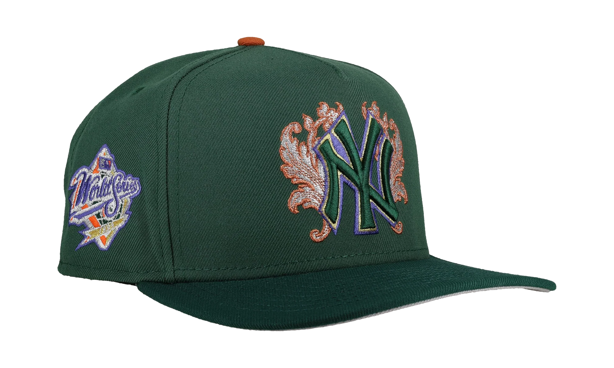 9FIFTY New York Yankees 1999 World Series Flames A Frame Snapback Hat "Green / Copper Flames" NE250