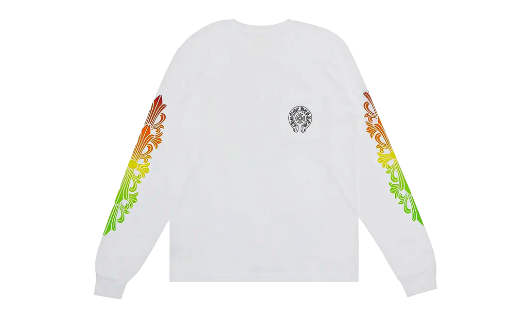 Floral Sleeve Gradient Long-Sleeve T-Shirt "White" CHRM1142