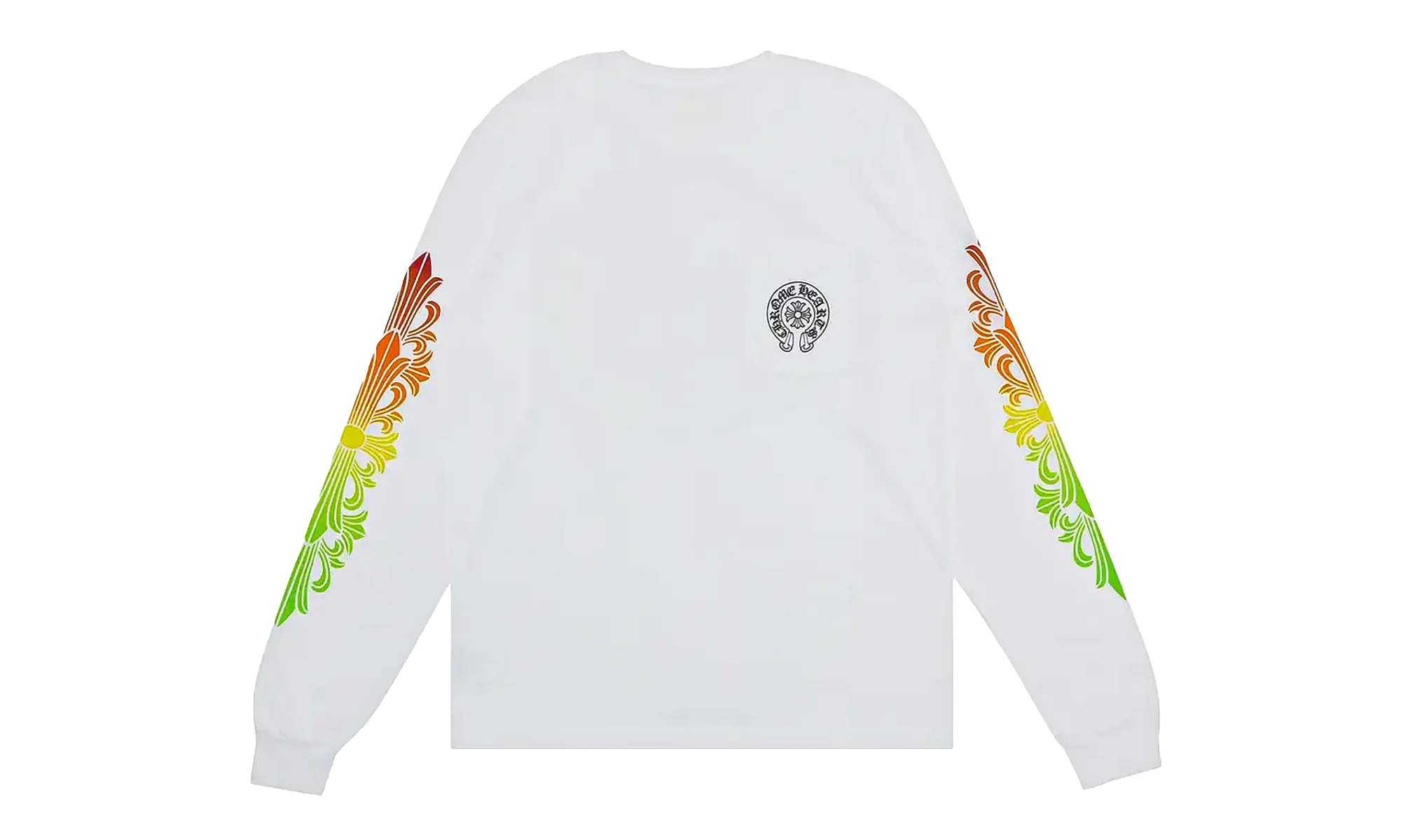 Floral Sleeve Gradient Long-Sleeve T-Shirt "White" CHRM1142