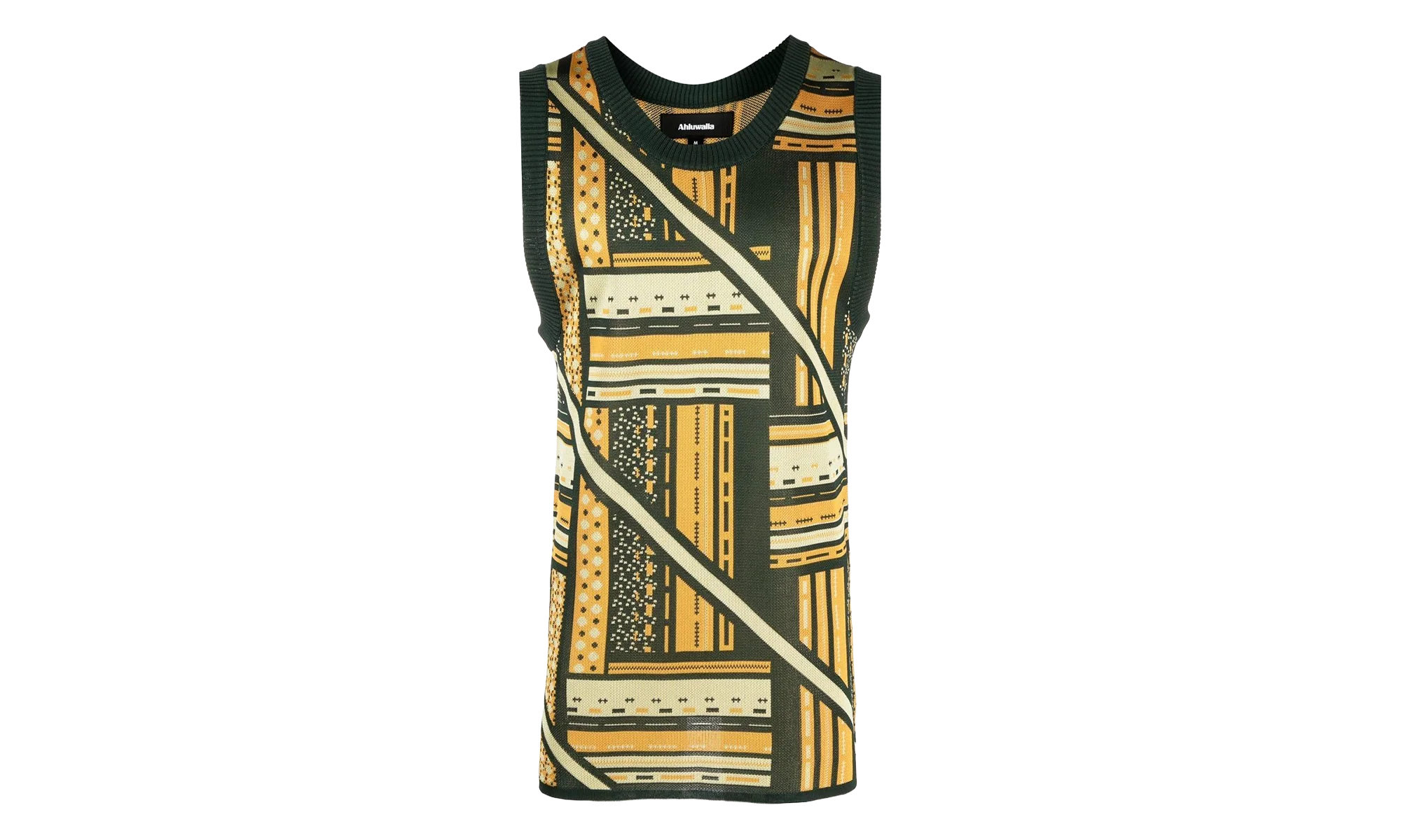 Kalonji Knit Vest "Green / Yellow" M AHLU KN007 SS23 YA03 GR