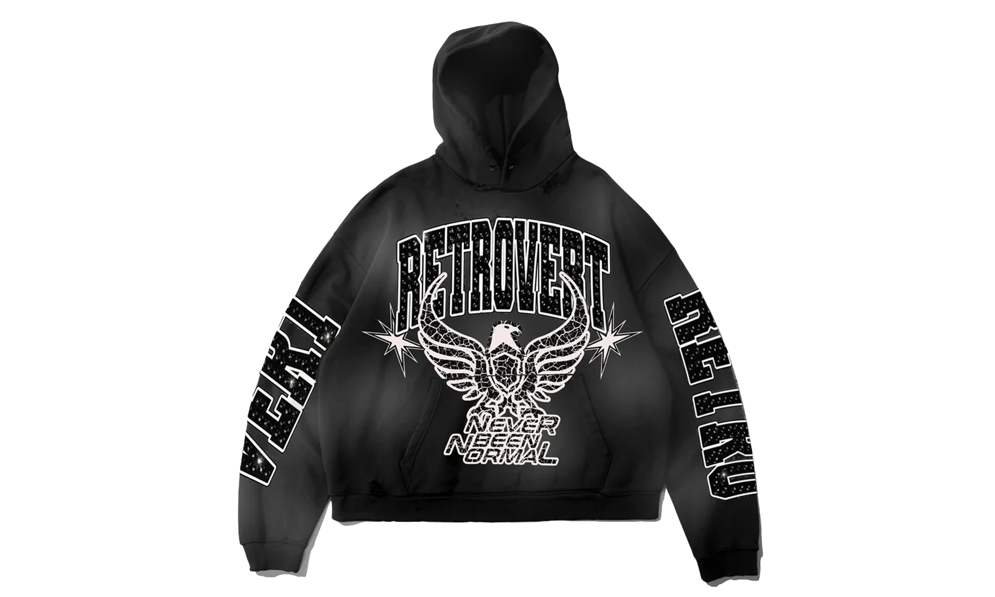 Never Been Normal Rhinestone Hoodie "Black" RET016