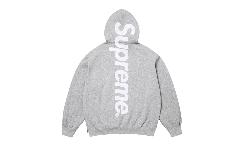 Satin Appliqué Hooded Sweatshirt "SS26 - Grey" SU27498