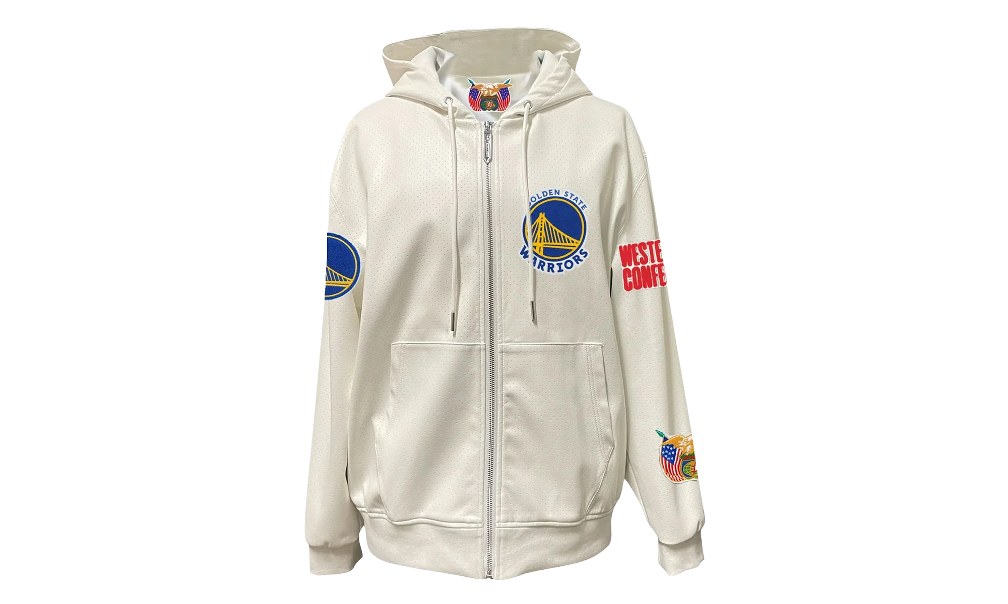 Lightweight Vegan Zip-Up Hooded Jacket "Golden State Warriors" NBA 147WHT WAR