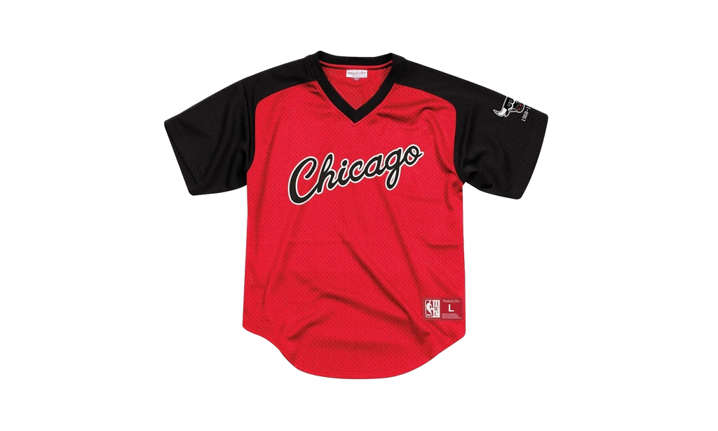 NBA Final Seconds Mesh V-Neck Shirt "Chicago Bulls - Red" BA87OQ CBU R FL3