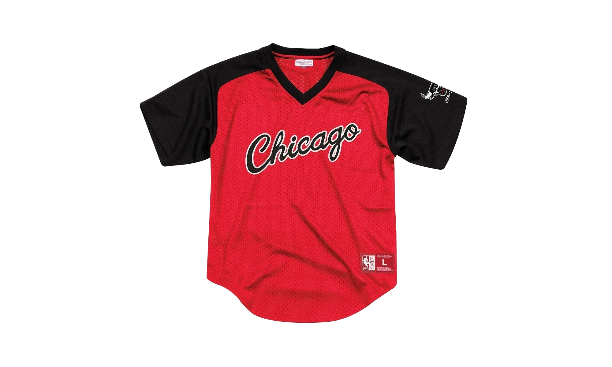 NBA Final Seconds Mesh V-Neck Shirt "Chicago Bulls - Red" BA87OQ CBU R FL3