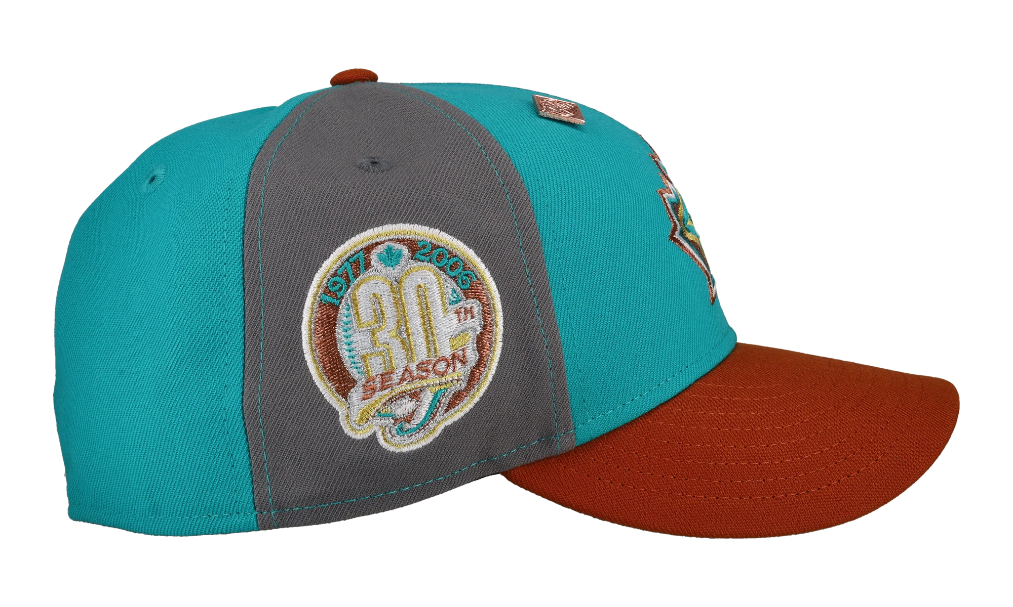 59FIFTY Toronto Blue Jays 30th Anniversary Pinwheel Fitted Hat "Steel Orange / Grey" NE435