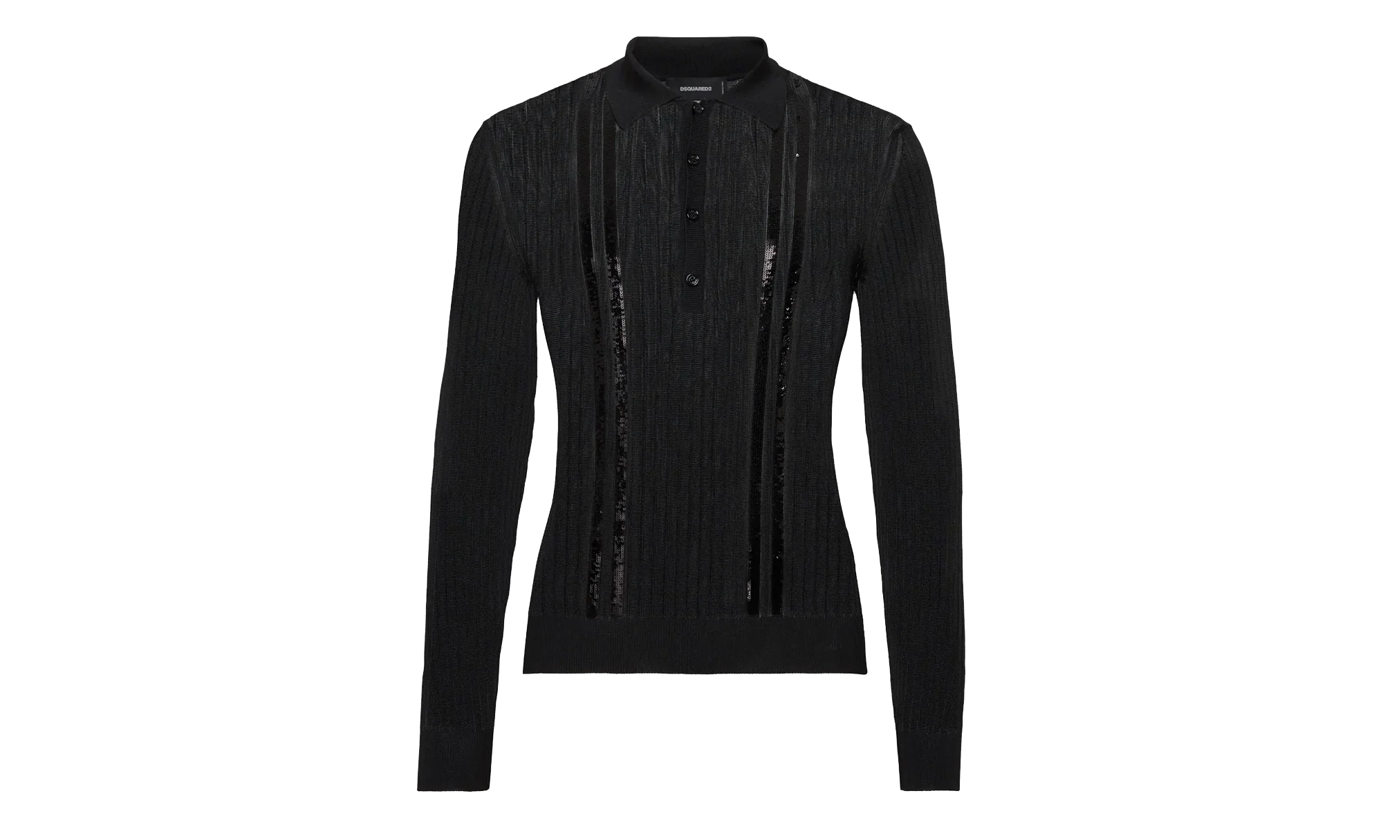 Sequin Stripe Knit Polo "Black" S74HA1531D13097900