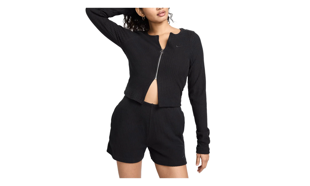 Sportswear Chill Rib Slim Full Zip Cardigan WMNS "Black / Black" FN3682 010
