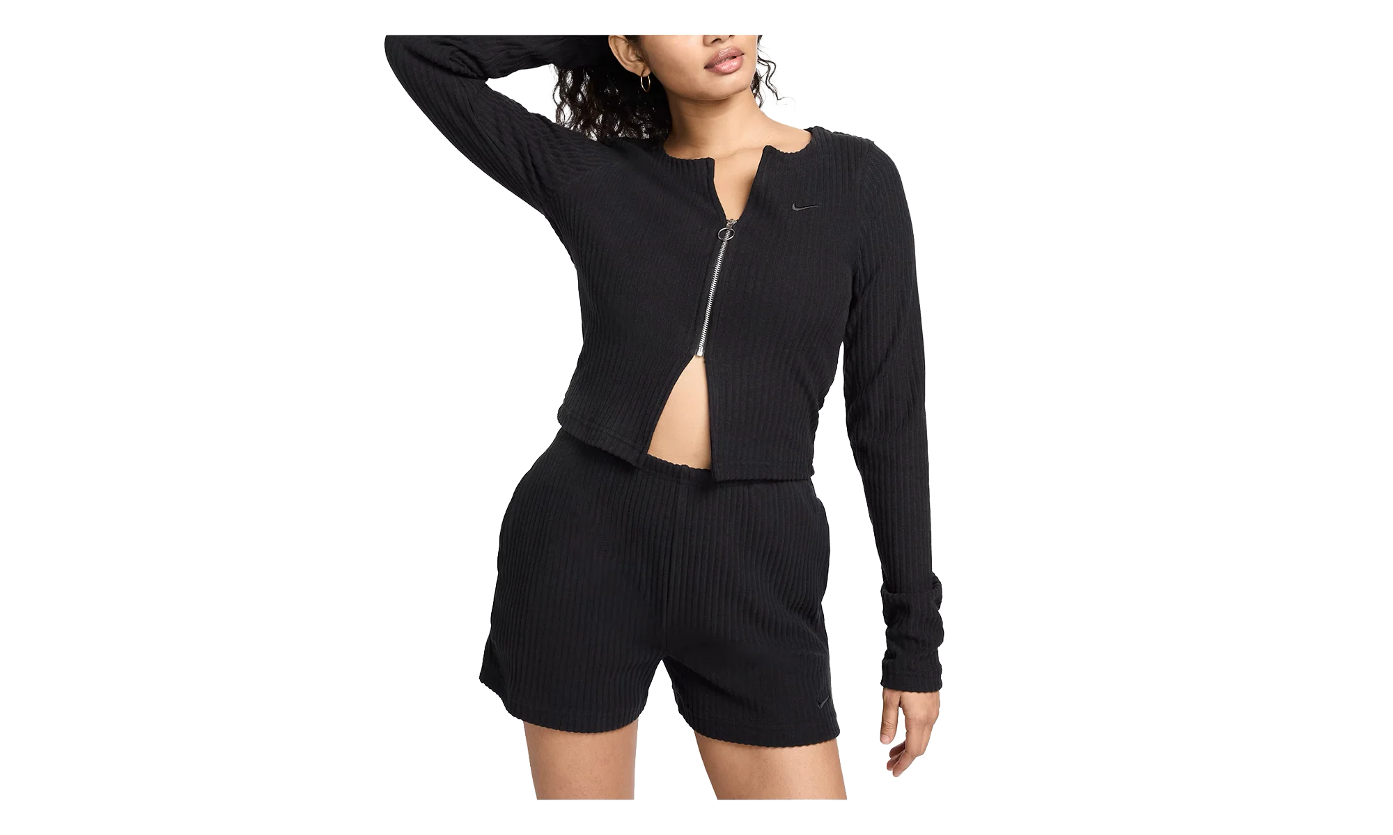 Sportswear Chill Rib Slim Full Zip Cardigan WMNS "Black / Black" FN3682 010