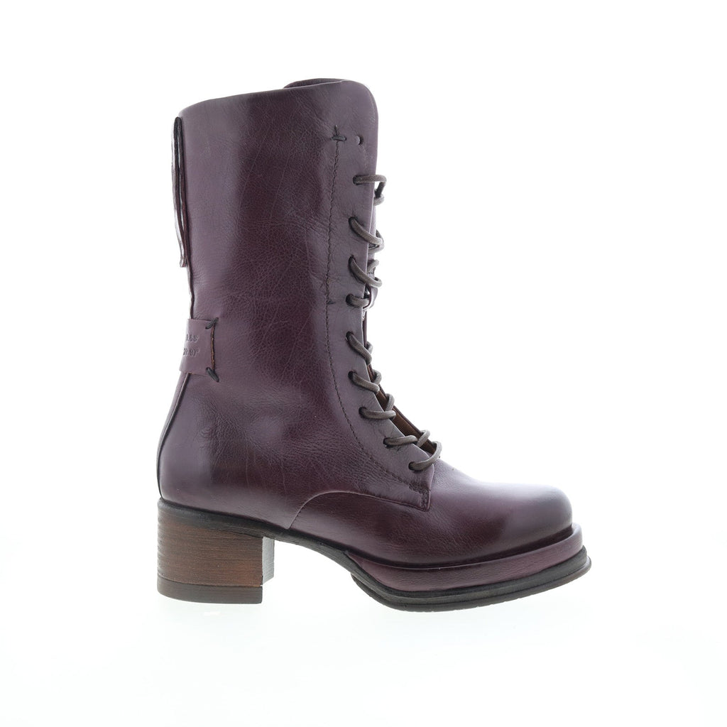 Caden Womens Burgundy Leather Lace Up Casual Dress Boots