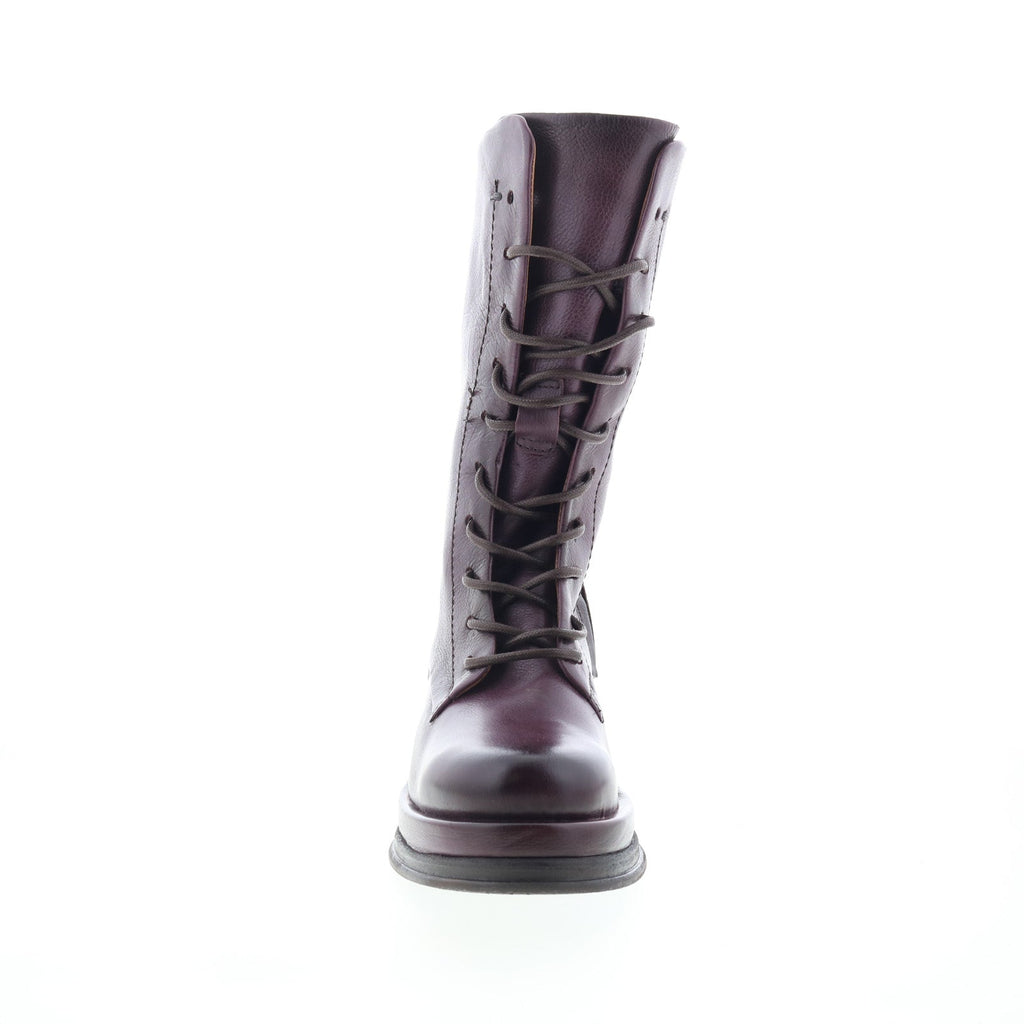 Caden Womens Burgundy Leather Lace Up Casual Dress Boots