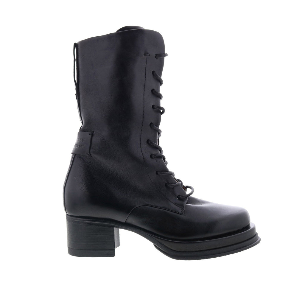 Caden Womens Black Leather Lace Up Casual Dress Boots