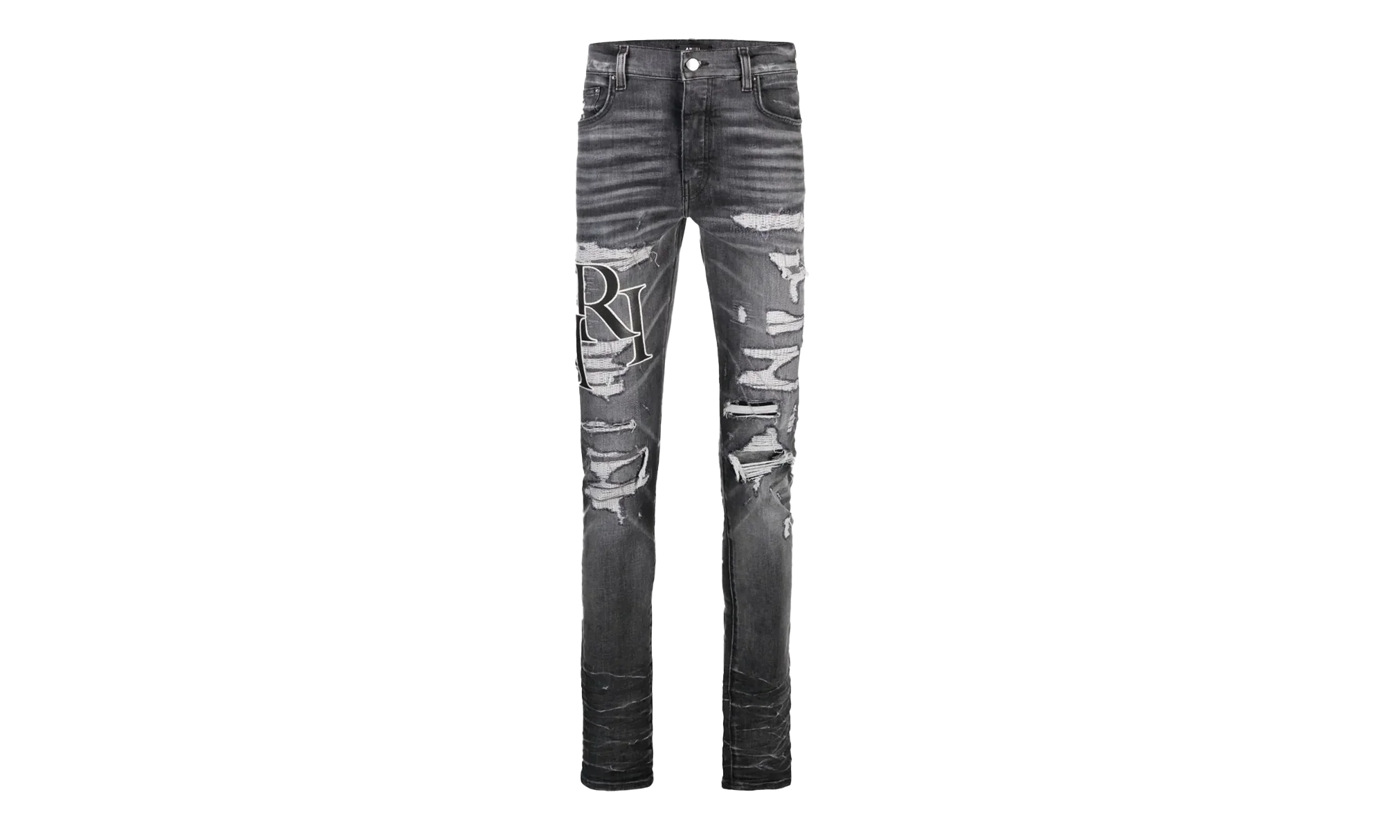 Embroidered Staggered Logo Jeans "Storm Grey Black White" AW23MDS008 516