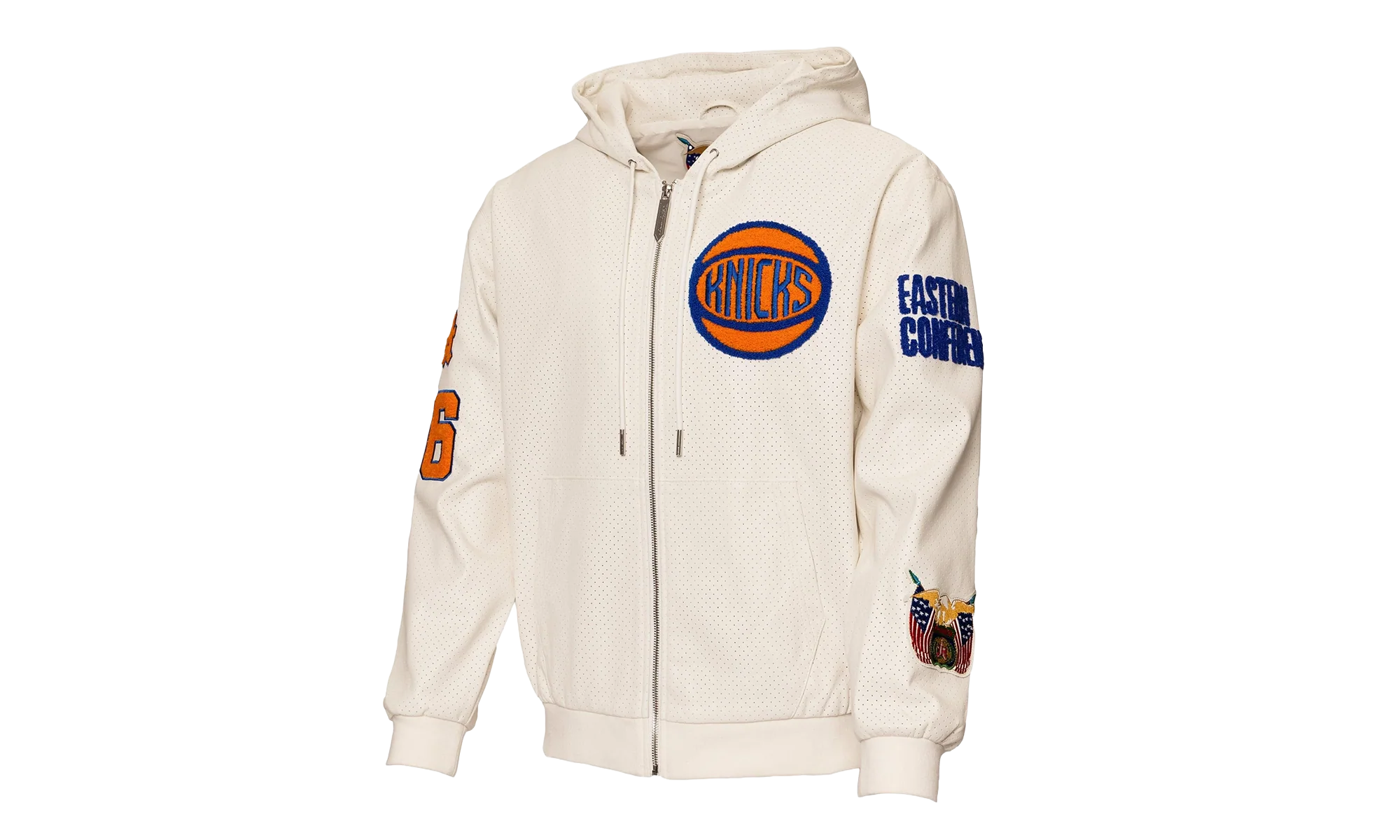 Lightweight Vegan Zip-Up Hooded Jacket "New York Knicks 1946" NBA 147WHTDE KNI