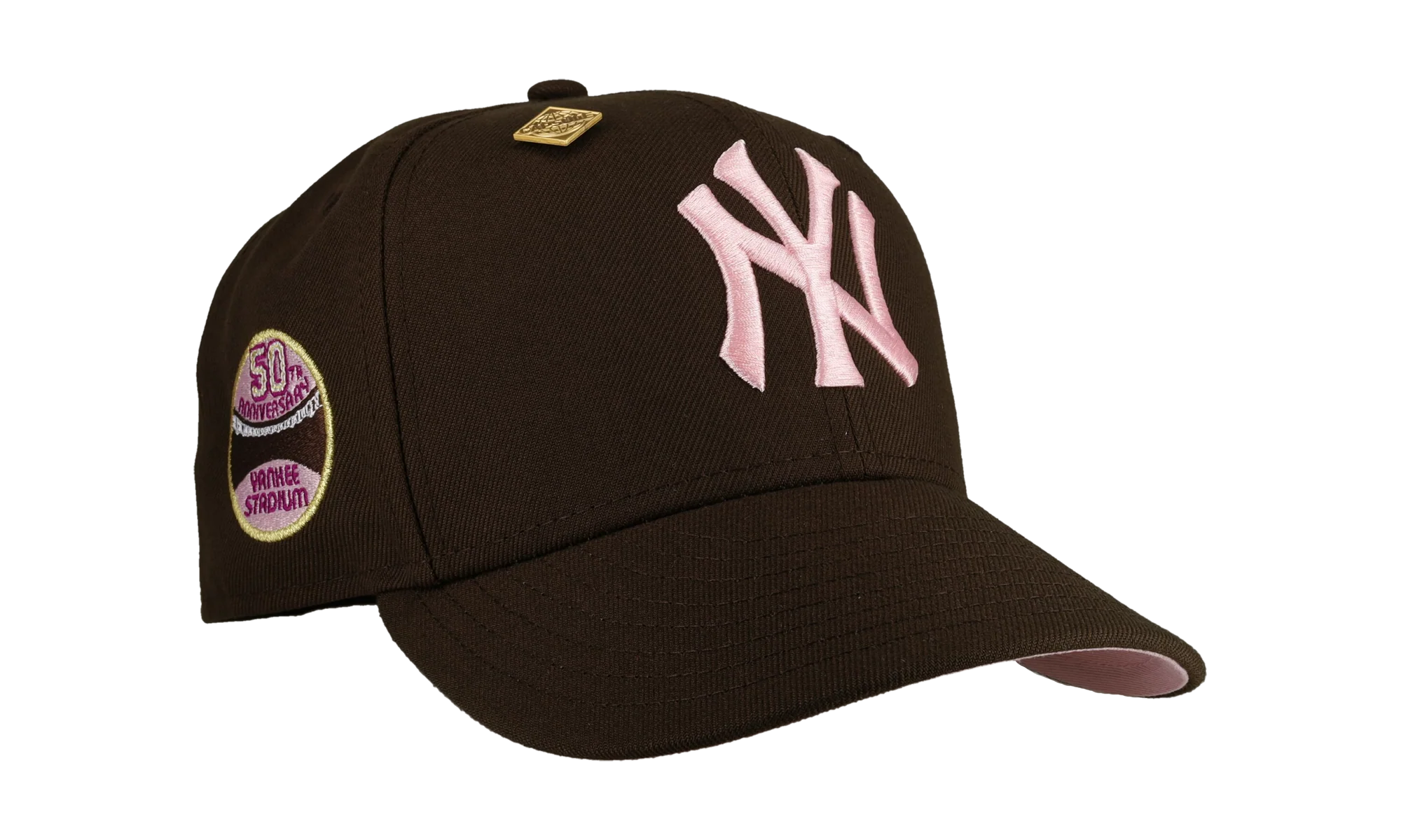 59FIFTY New York Yankees 50th Anniversary No Bad Brims Fitted Hat "Brown / Pink" NE274