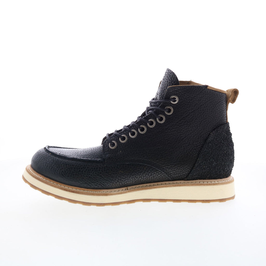 Christian Mens Black Leather Lace Up Casual Dress Boots