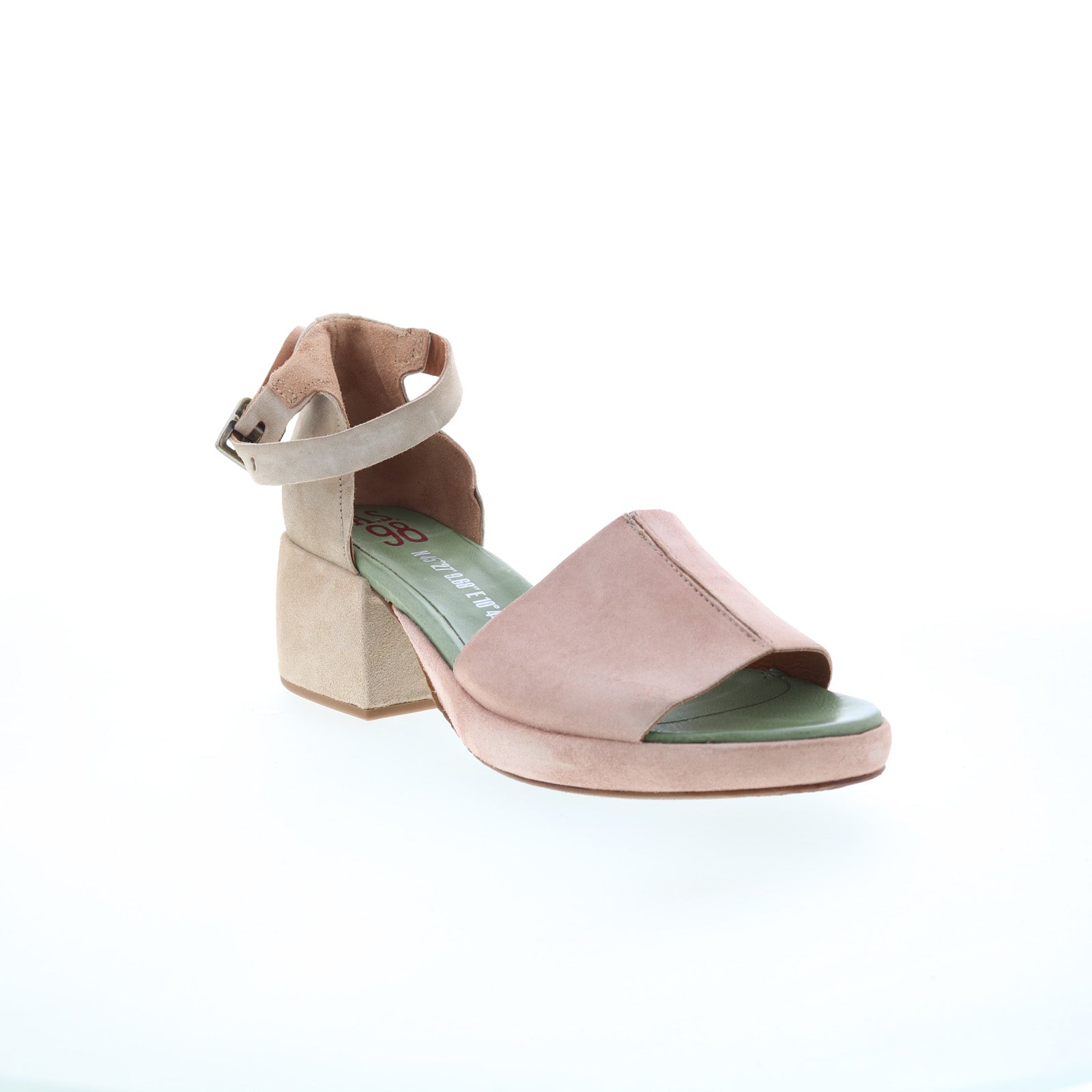 Crue Womens Pink Leather Hook & Loop Heeled Sandals Shoes