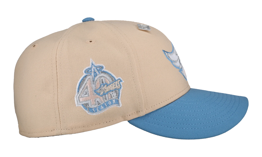 59FIFTY Anaheim Angels 40th Anniversary Trippy Metallic Fitted Hat "Light Peach / Light Blue" NE412