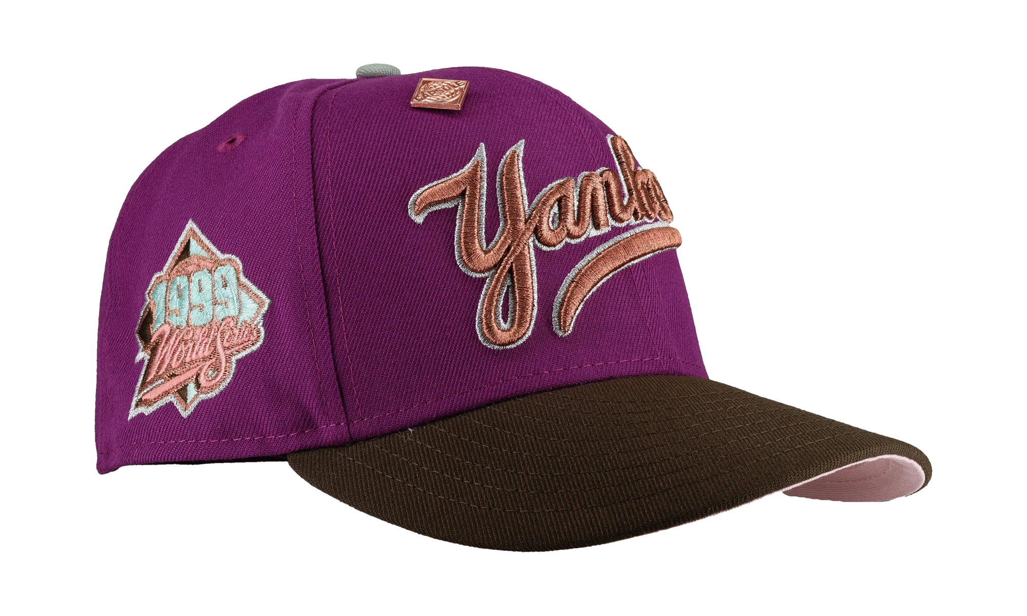 59FIFTY New York Yankees 1999 World Series Script Fitted Hat "Purple" NE255
