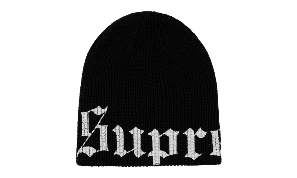 Old English Printed Beanie "SS26 - Black" SU27061