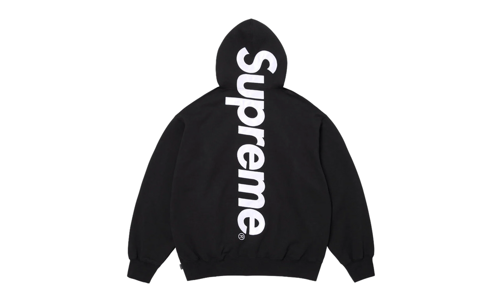 Satin Appliqué Hooded Sweatshirt "SS26 - Black" SU27499