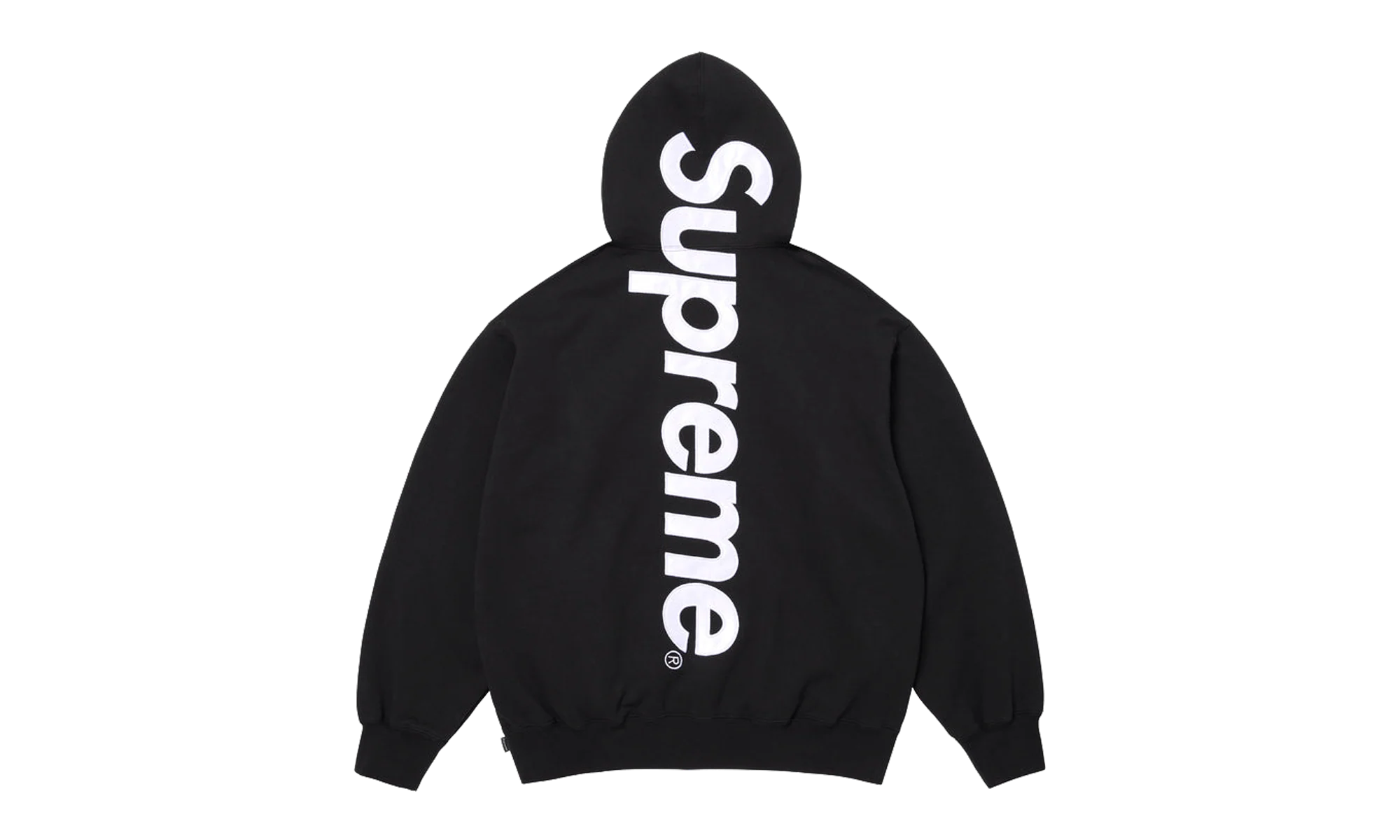 Satin Appliqué Hooded Sweatshirt "SS26 - Black" SU27499