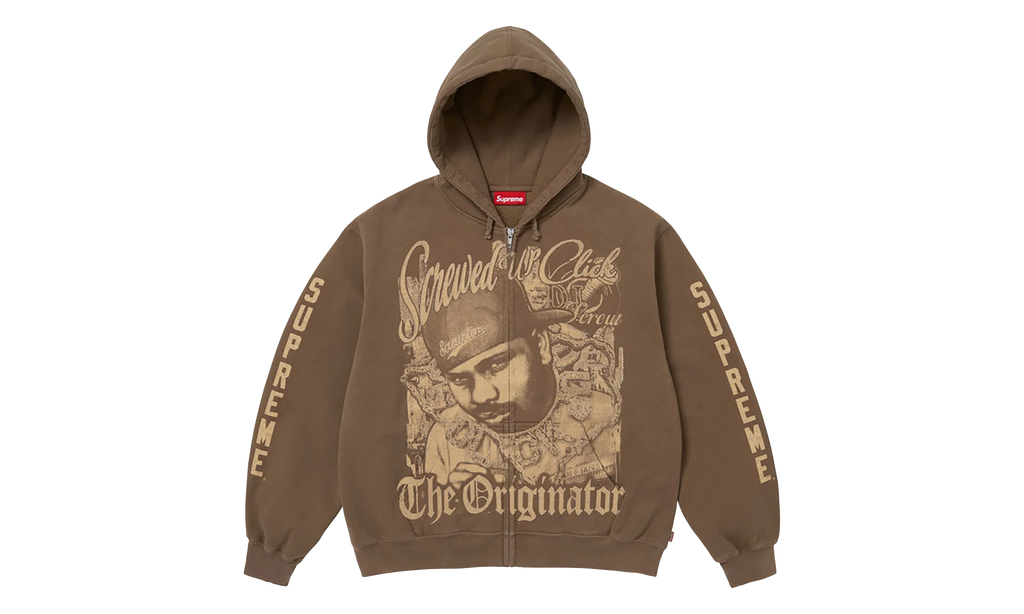 DJ Screw Zip Up Hooded Sweatshirt "SS26 - Dusty Brown" SU27357