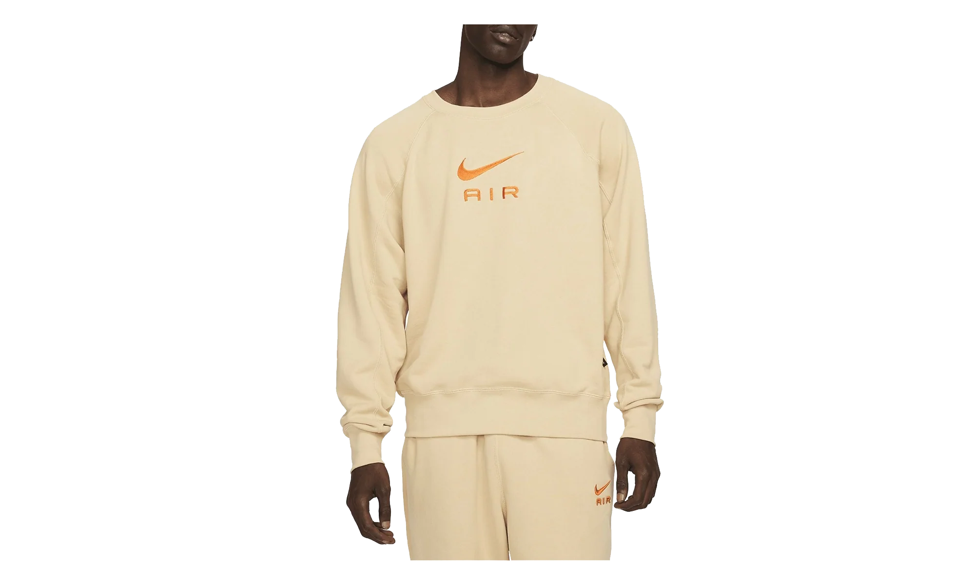 Sportswear Air French Terry Crew Sweatshirt "Sesame / Safety Orange" DV9829 252
