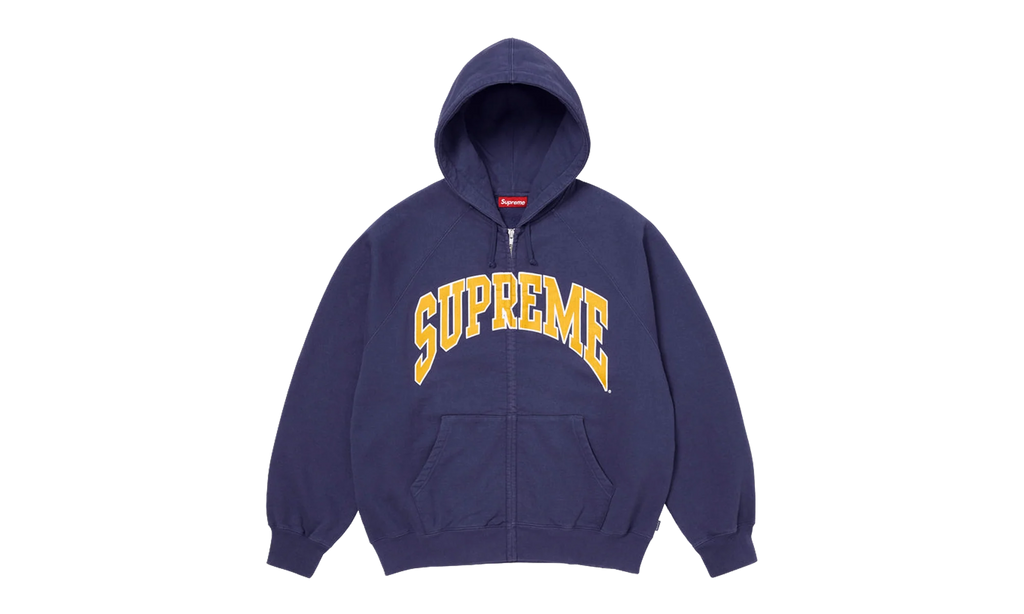 Cracked Raglan Zip Up Hooded Sweatshirt "SS26 - Washed Navy" SU27503