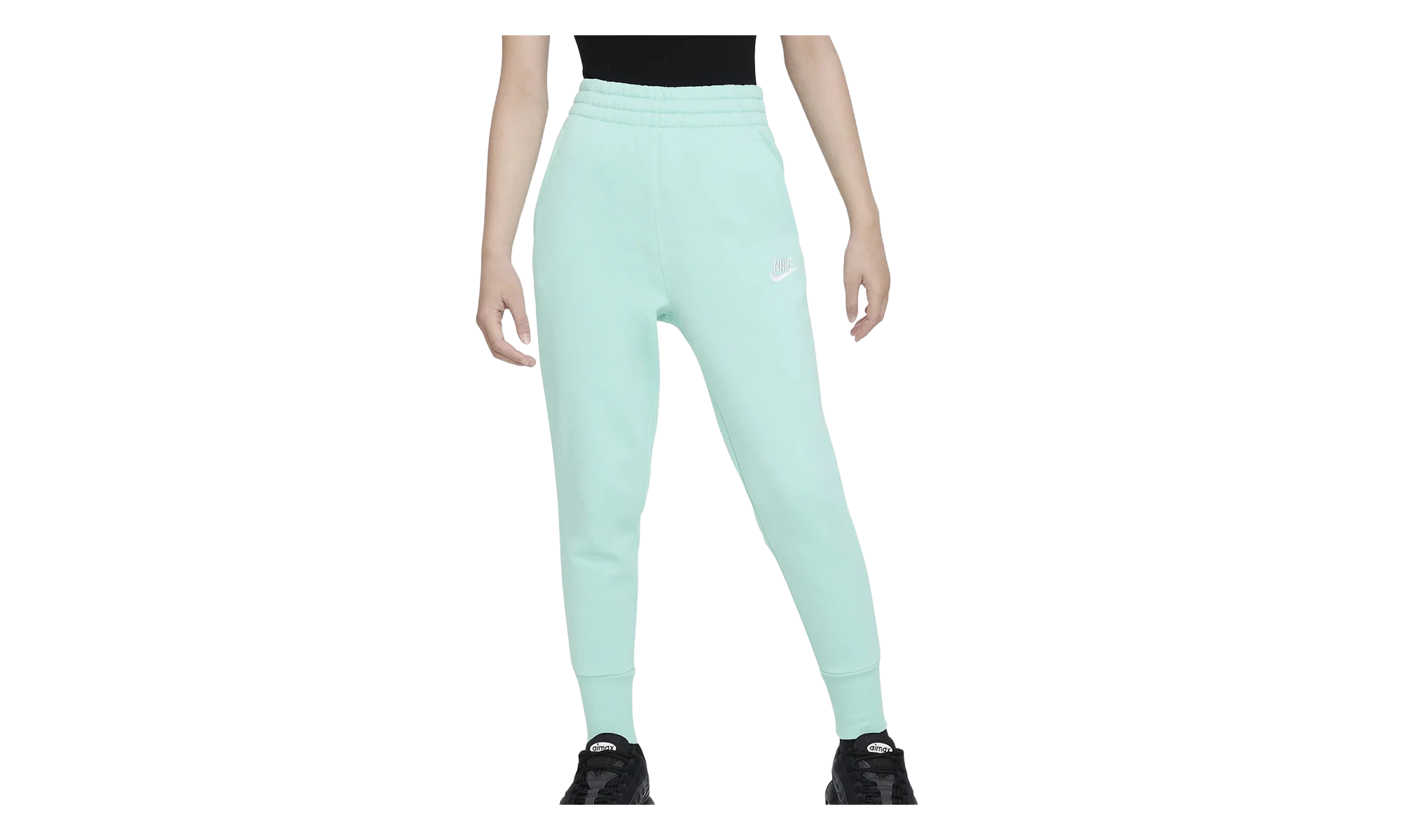 Sportswear Club Fleece Girls' High-waisted Fitted Pants GS "Emerald Rise / Emerald Rise / White" FD2921 349