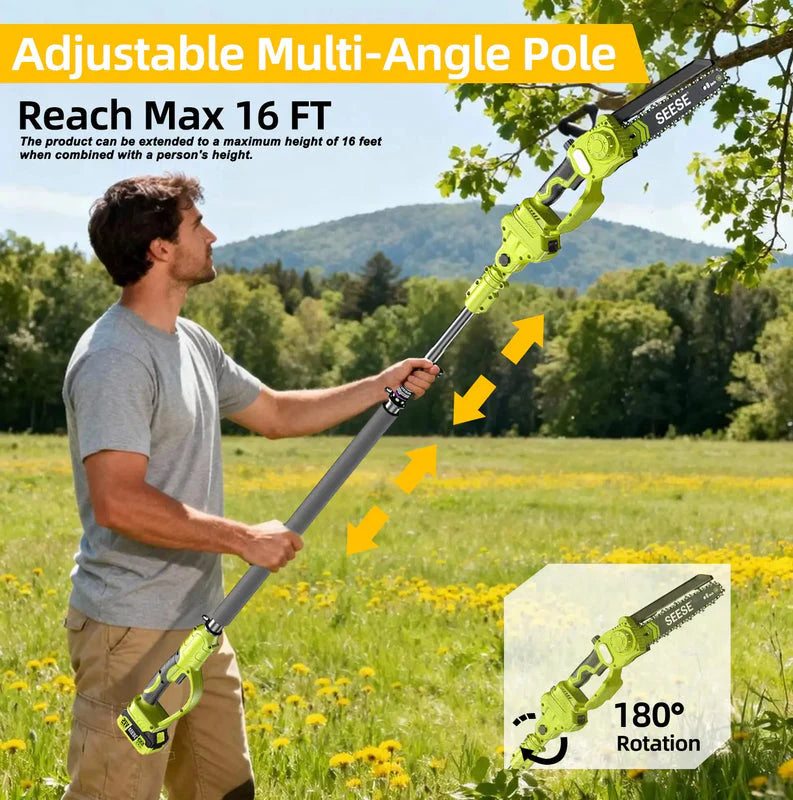 2-in-1 Cordless Pole Pruner & Mini Chainsaw – 15ft Reach