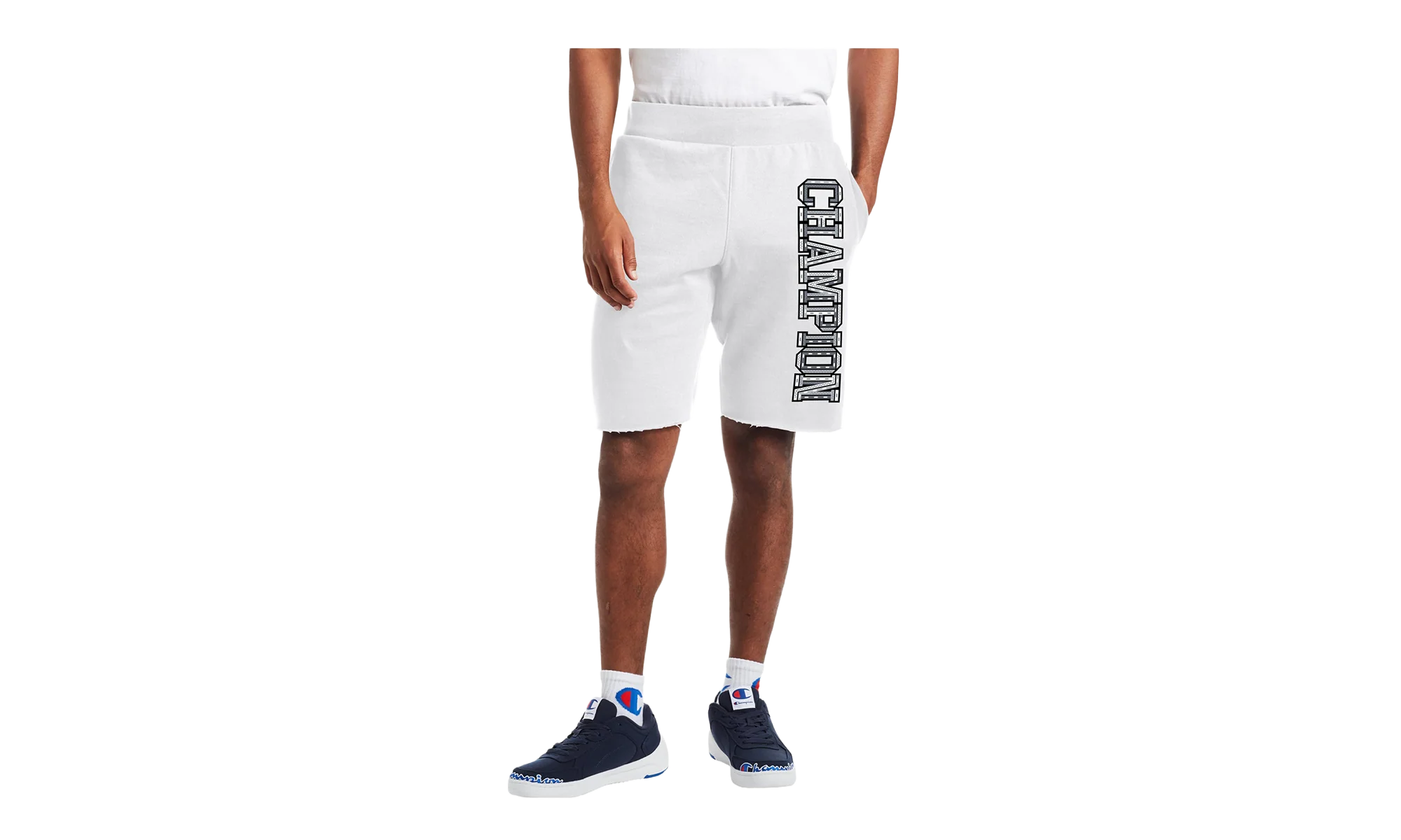 C-Life 10" Reverse Weave Cutoff 3-D Logo Shorts "White" 89597 586528 100