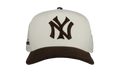 9FIFTY New York Yankees A Frame Snapback Hat "Off White / Walnut - Corduroy Visor" NE341