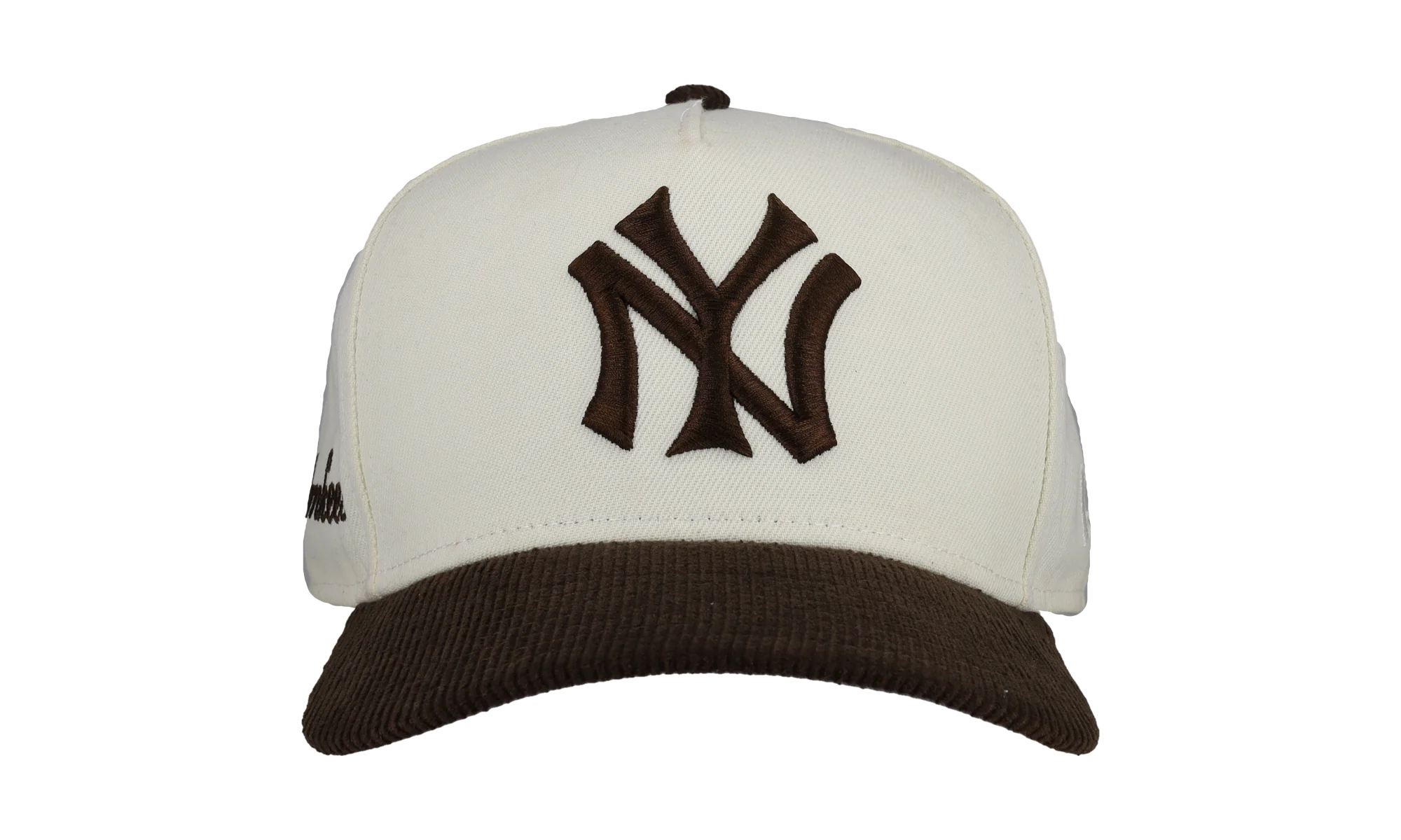 9FIFTY New York Yankees A Frame Snapback Hat "Off White / Walnut - Corduroy Visor" NE341